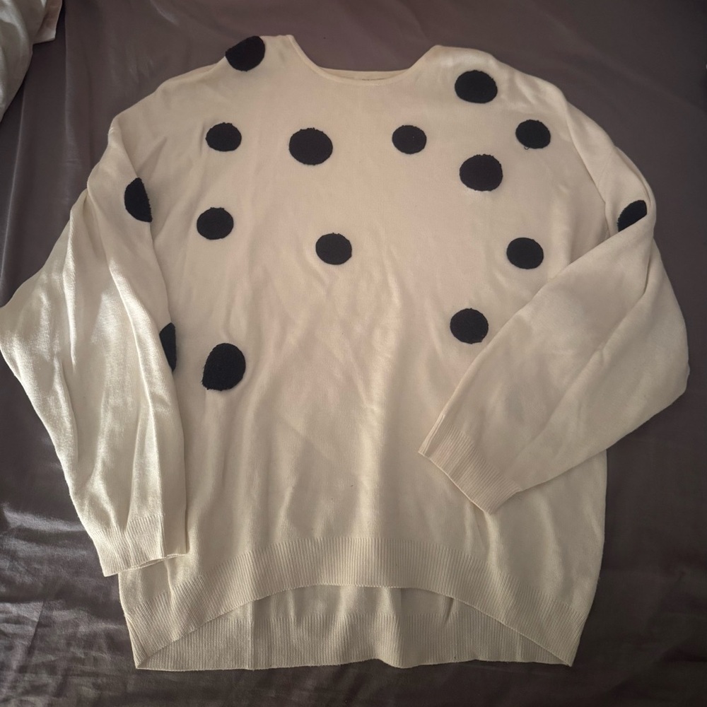 Zara White Polka Dot Sweater – Oversized Knit